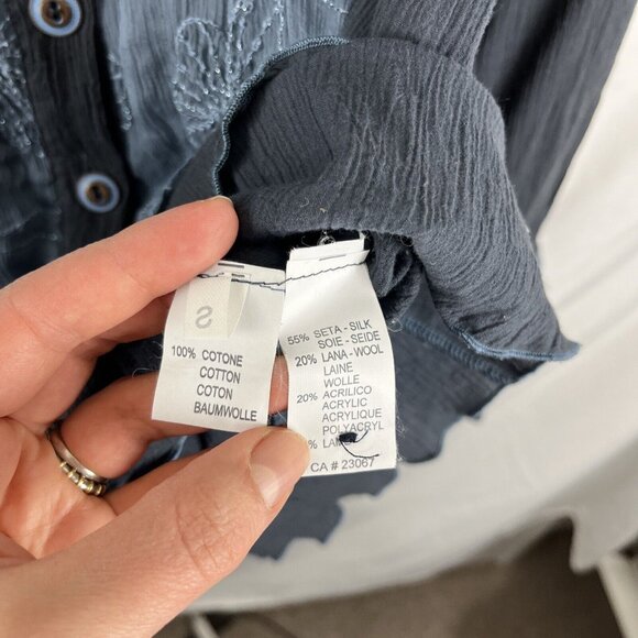 Elisa Cavaletti Lagenlook Boho Flowy Wool-Silk-Blend Blouse Womens Size S - Picture 8 of 13